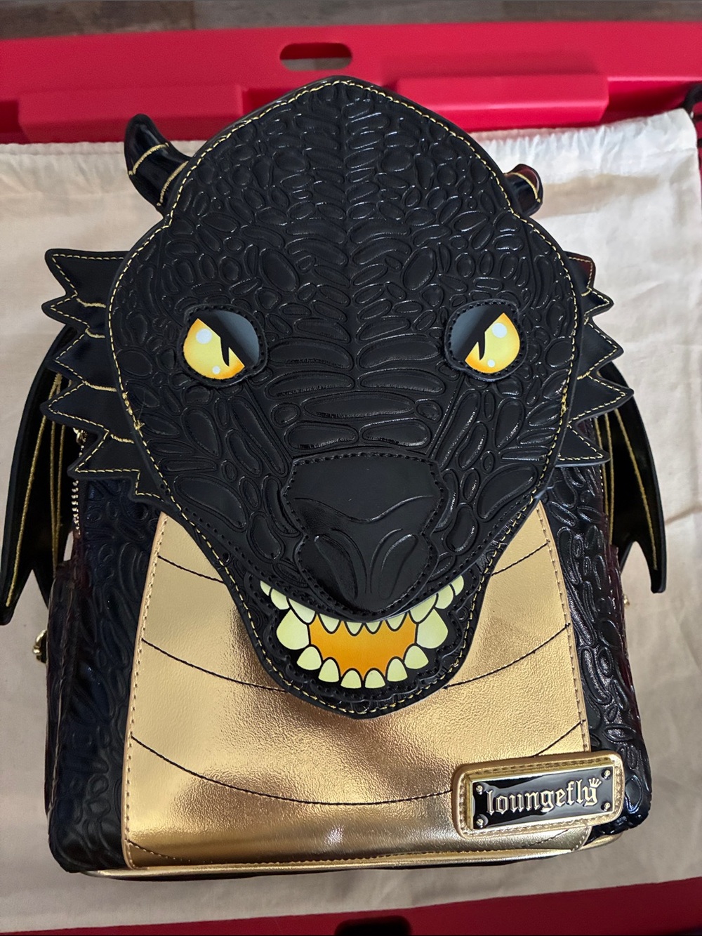 Loungefly Black & Gold Dragon Mini Backpack